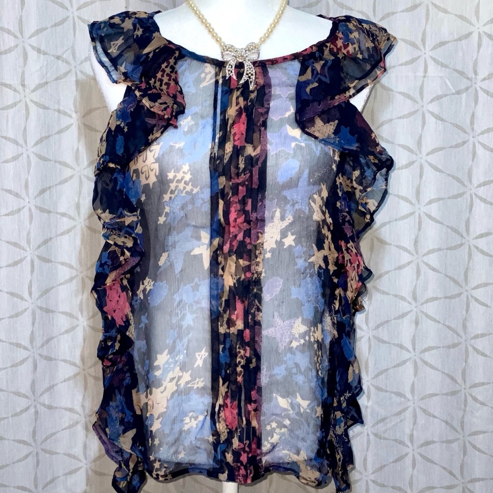 Topshop Shear Ruffle Chiffon Top